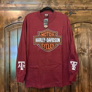 NWT Harley Davidson long sleeve tshirt Independence Harley Davidson Texas A & M